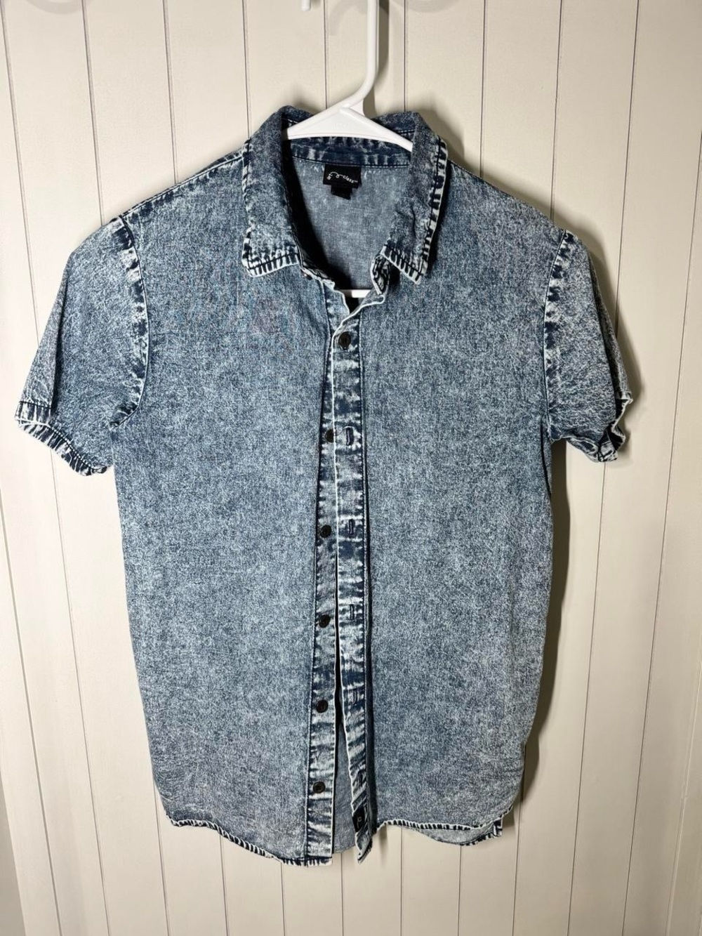 art class Light Blue Acid Wash Short-Sleeve Button-Down Shirt